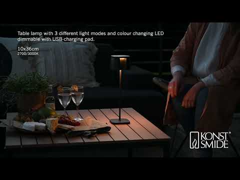 Konstsmide Nice Table Lamp with USB - Matt Black