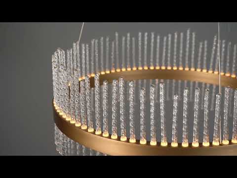 Utopia Twist Medium Pendant - Brushed Gold Plate & Clear Glass - 51cm diameter