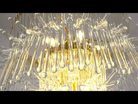 Utopia Glam 9 Light Pendant Chandelier - Polished Gold With Clear Glass - 76cm Diameter