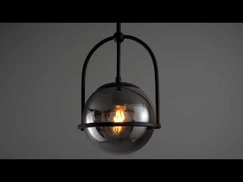 Utopia Sphere Single Pendant - Matt Black & Smoked Mirror Glass