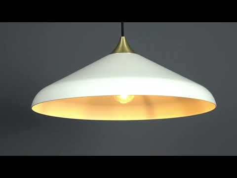 Utopia Smooth Coned Ceiling Pendant - Brushed Brass Plate & Warm White