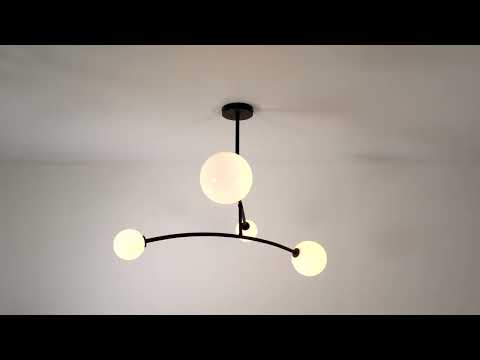 Utopia Moon 4 Light Semi Flush Pendant - Matt Black - 90cm Diameter
