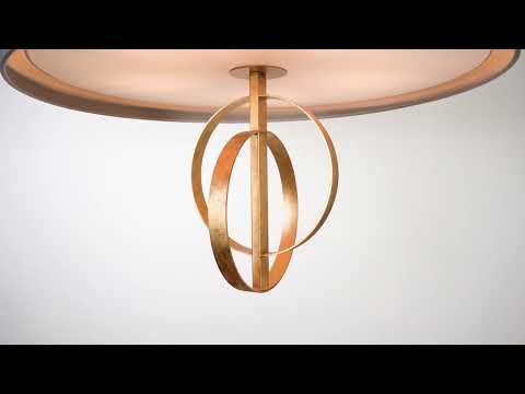Utopia Interlink 5 Light Pendant - Antique Gold With Mink Shade - 70cm Diameter