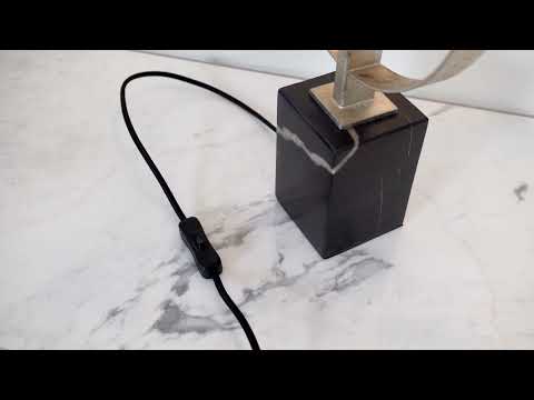 Utopia Interlink Table Lamp - Antique Silver Leaf With Mink Shade