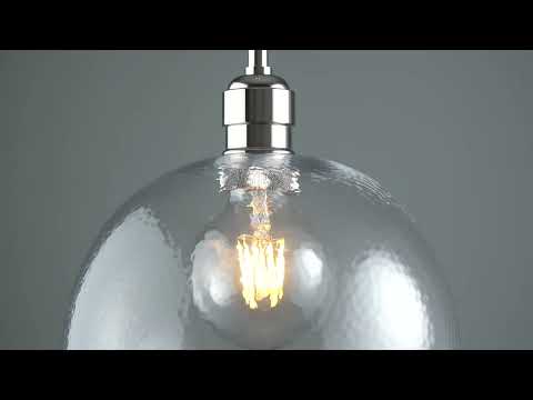Utopia Finesse Medium Single Pendant - Bright Nickel Plate & Clear Hammered Glass