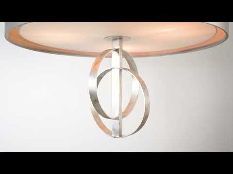 Utopia Interlink 3 Light Pendant - Antique Silver Leaf With Mink Shade - 60cm Diameter