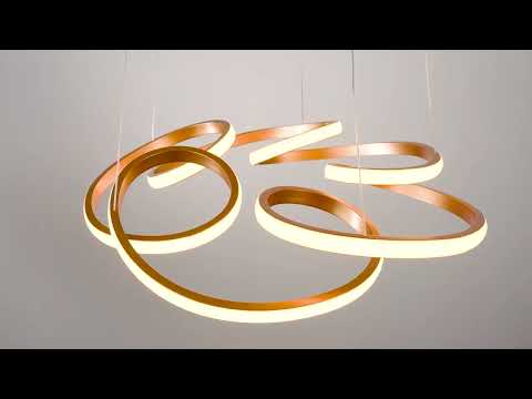Utopia Whirl Multi Spiral LED Ceiling Pendant - Satin Gold