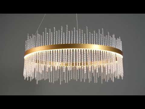 Utopia Twist Grand Pendant - Brushed Gold Plate & Clear Glass - 89cm diameter