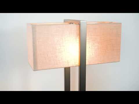 Utopia Oblong Table Lamp - Satin Nickel And Natural Shade
