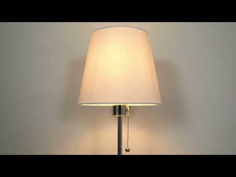 Utopia Eton Vanity Table Lamp - Bright Nickel & Vintage White Tapered Shade