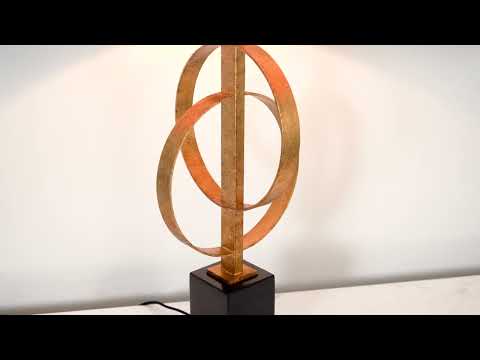 Utopia Interlink Table Lamp - Antique Gold With Mink Shade