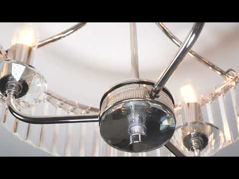 Utopia Martini 3 Light Semi Flush Fitting - Bright Nickel And Clear Glass - 45cm Diameter