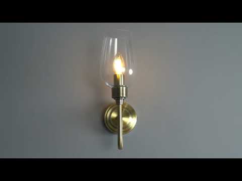 Utopia Walton Single Wall Light - Antique Brass Plate & Clear Glass