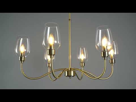 Utopia Walton 6 Light Pendant - Antique Brass Plate & Clear Glass