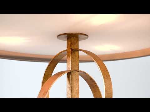Utopia Interlink 3 Light Pendant - Antique Gold With Mink Shade - 60cm Diameter