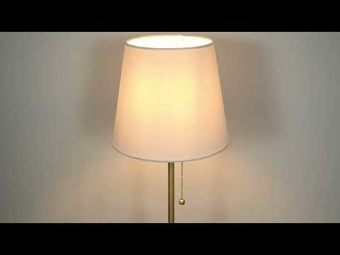 Utopia Eton Vanity Table Lamp - Satin Brass & Vintage White Tapered Shade
