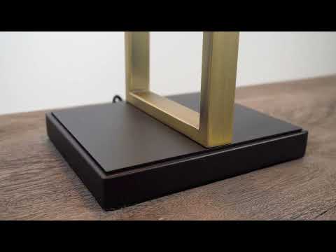 Utopia Oblong Table Lamp -  Antique Brass And Black Shade