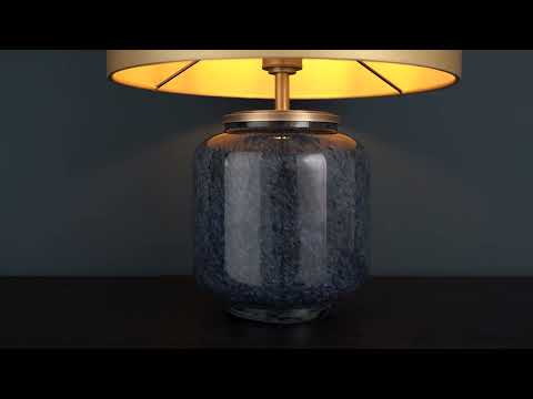 Utopia Speckle Table Lamp - Cobalt Glass And Gold Shade