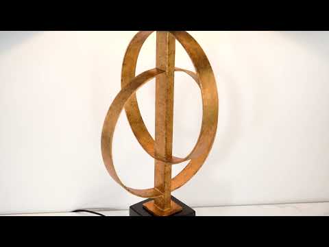 Utopia Interlink Table Lamp - Antique Gold With Teal Shade