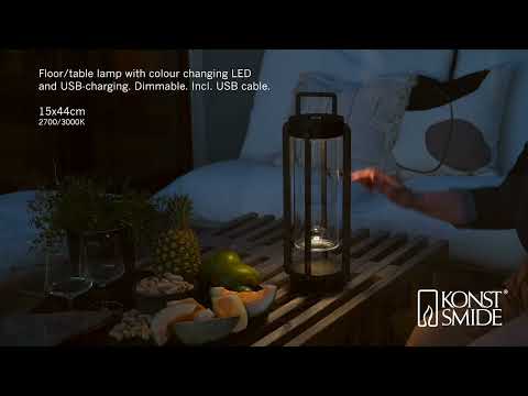 Konstsmide Otranto Outdoor Lantern with USB - Matt Black
