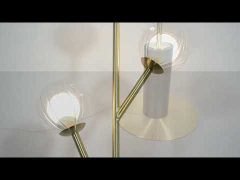 Utopia Matrix Round 3 Light Floor Lamp - Satin Brass & Glass