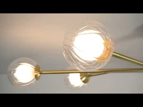 Utopia Matrix Round 6 Light Ceiling Semi Flush - Satin Brass & Glass