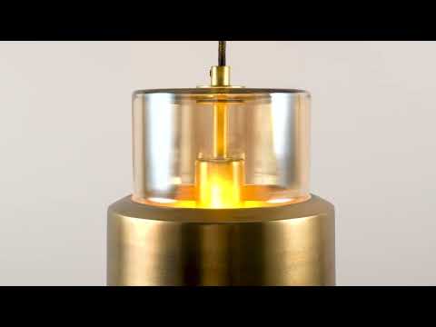 Utopia Swirl Single Pendant - Brass Patina With Champagne Tinted Glass