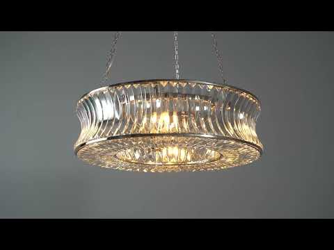 Utopia Bow 6 Light Pendant - Bright Nickel Plate with Crystal & Clear Glass