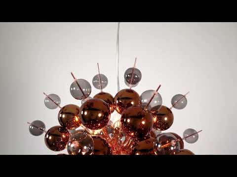 Utopia Bubble 9 Light Pendant Chandelier - Copper With Copper Mirror And Tinted Glass - 63cm Diameter