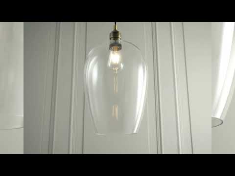 Utopia Walton Single Light Large Ceiling Pendant - Antique Brass & Clear Glass