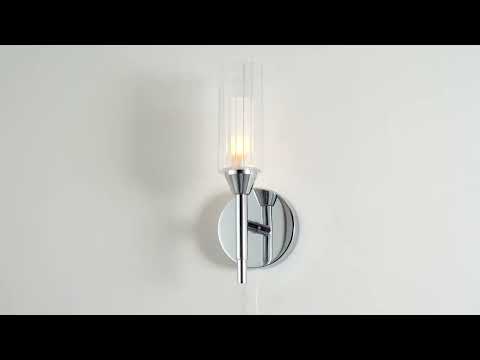 Utopia Flute Single Wall Light - Frosted, Ribbed Glass & Chrome