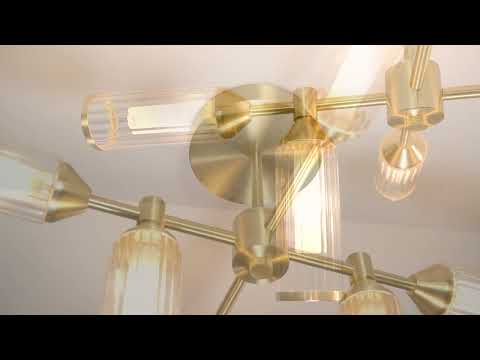 Utopia Matrix 6 Light Semi Flush Pendant - Satin Brass - 59cm Diameter