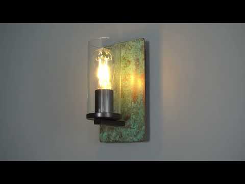 Utopia Swirl Single Wall Light - Verdigris Bronze Plate & Clear Glass