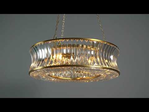 Utopia Bow 6 Light Pendant - Warm Brass Plate with Crystal & Clear Glass