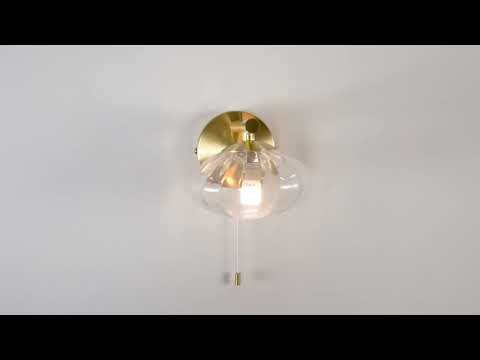 Utopia Current Single Wall Light - Brushed Gold & Clear Ribbed Glass