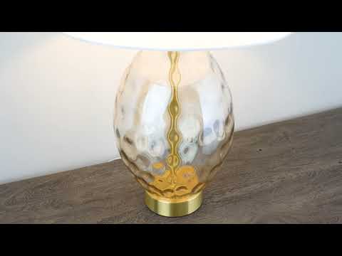Endon Elin Dimple Touch Table Lamp - Satin Brass & Champagne Lustre Glass