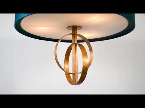 Utopia Interlink 3 Light Pendant - Antique Gold With Teal Shade - 60cm Diameter