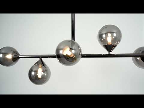 Utopia Hazy Linear Ceiling Pendant - Matt Black & Smokey Mirror Glass