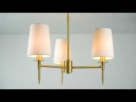 Utopia Eton 3 Light Multi Arm Pendant - Satin Brass & Tapered Shades
