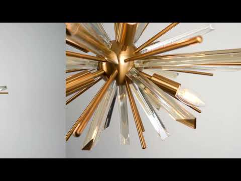 Utopia Spike 6 Light Pendant - Antique Brass - 60cm Diameter