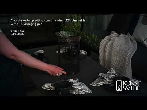 Konstsmide Chieti Outdoor Lantern with USB - Matt Black