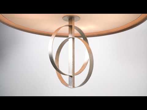 Utopia Interlink 5 Light Pendant - Antique Silver Leaf With Mink Shade - 70cm Diameter