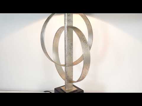 Utopia Interlink Table Lamp - Antique Silver Leaf With Teal Shade