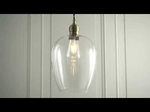 Utopia Walton Single Light Ceiling Pendant - Antique Brass & Clear Glass