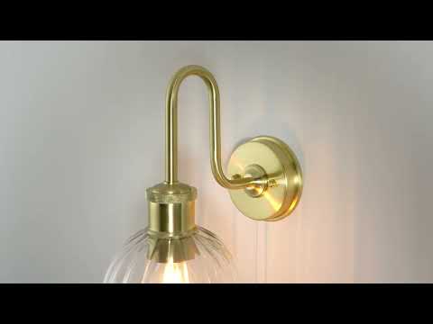 Utopia Plush Single Light Wall - Satin Brass & Ribbed Glass