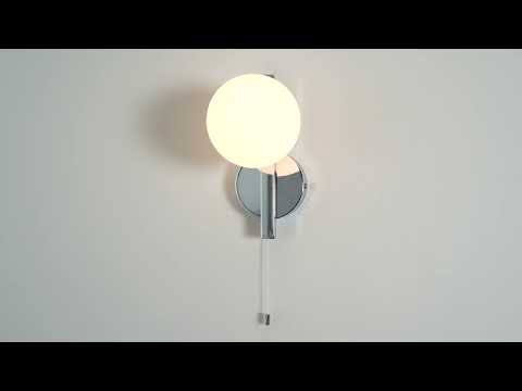Utopia Linear Metal Wall Light - Chrome With White Globe