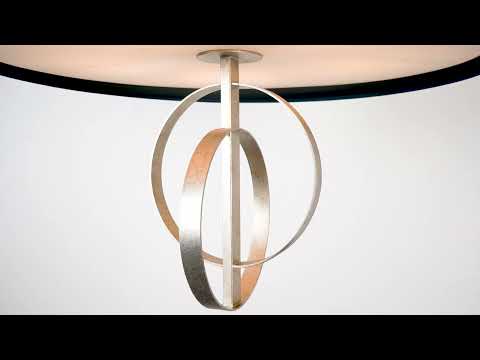 Utopia Interlink 5 Light Pendant - Antique Silver Leaf With Teal Shade - 70cm Diameter
