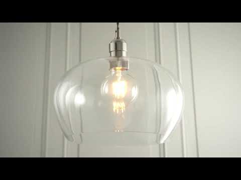 Utopia Walton Medium Ceiling Pendant - Bright Nickel & Clear Glass