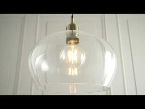 Utopia Walton Medium Ceiling Pendant - Antique Brass & Clear Glass
