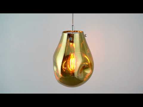 Utopia Dent Medium Glass Ceiling Pendant - Metallic Gold